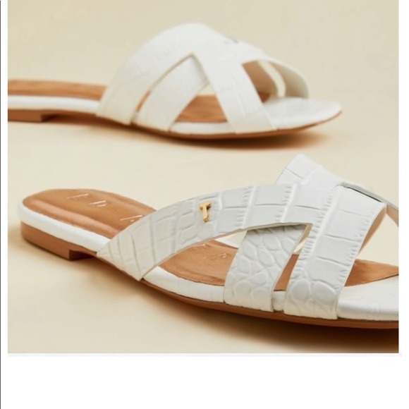 Ted Baker London Shoes | Nwb, Ted Baker White Leather Croc-effect Sandals | Color: White | Size: 10 | Yay_Boutique's Closet